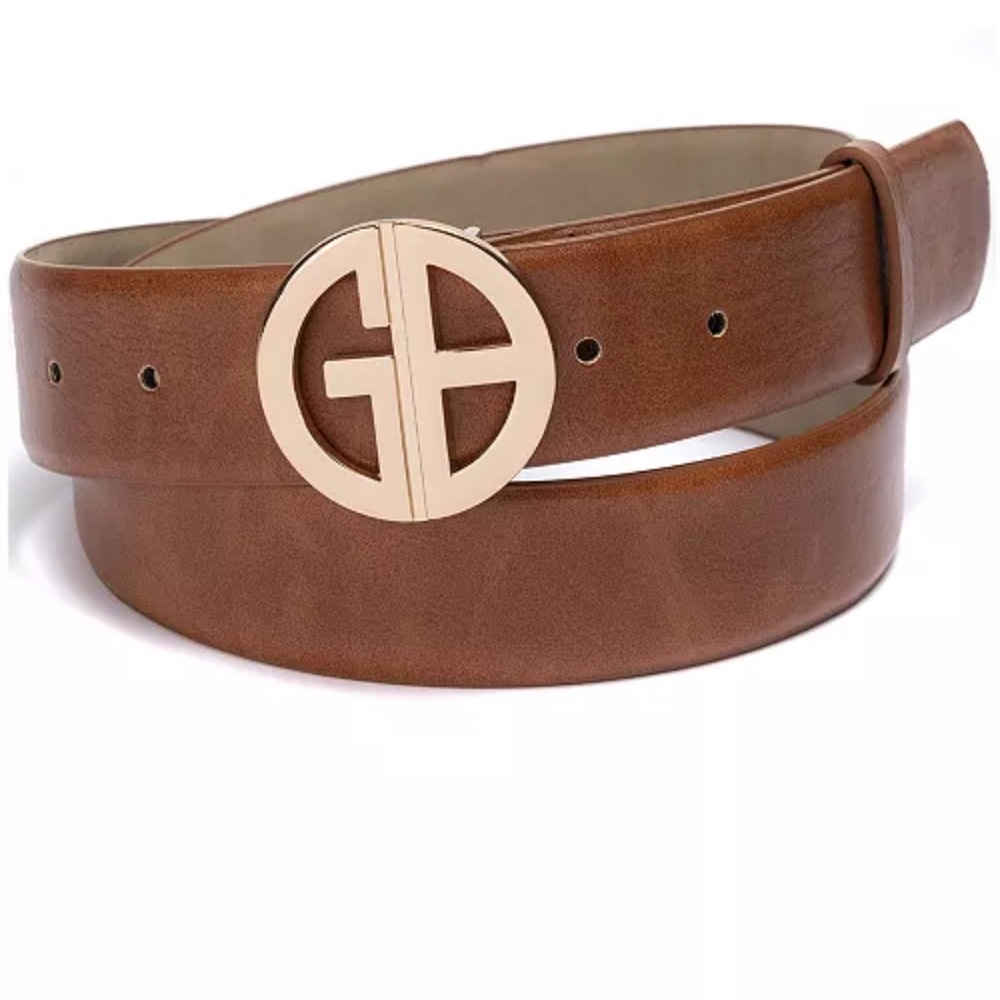 GIANI BERNINI Leather Belt with Gold Buckle L NWT